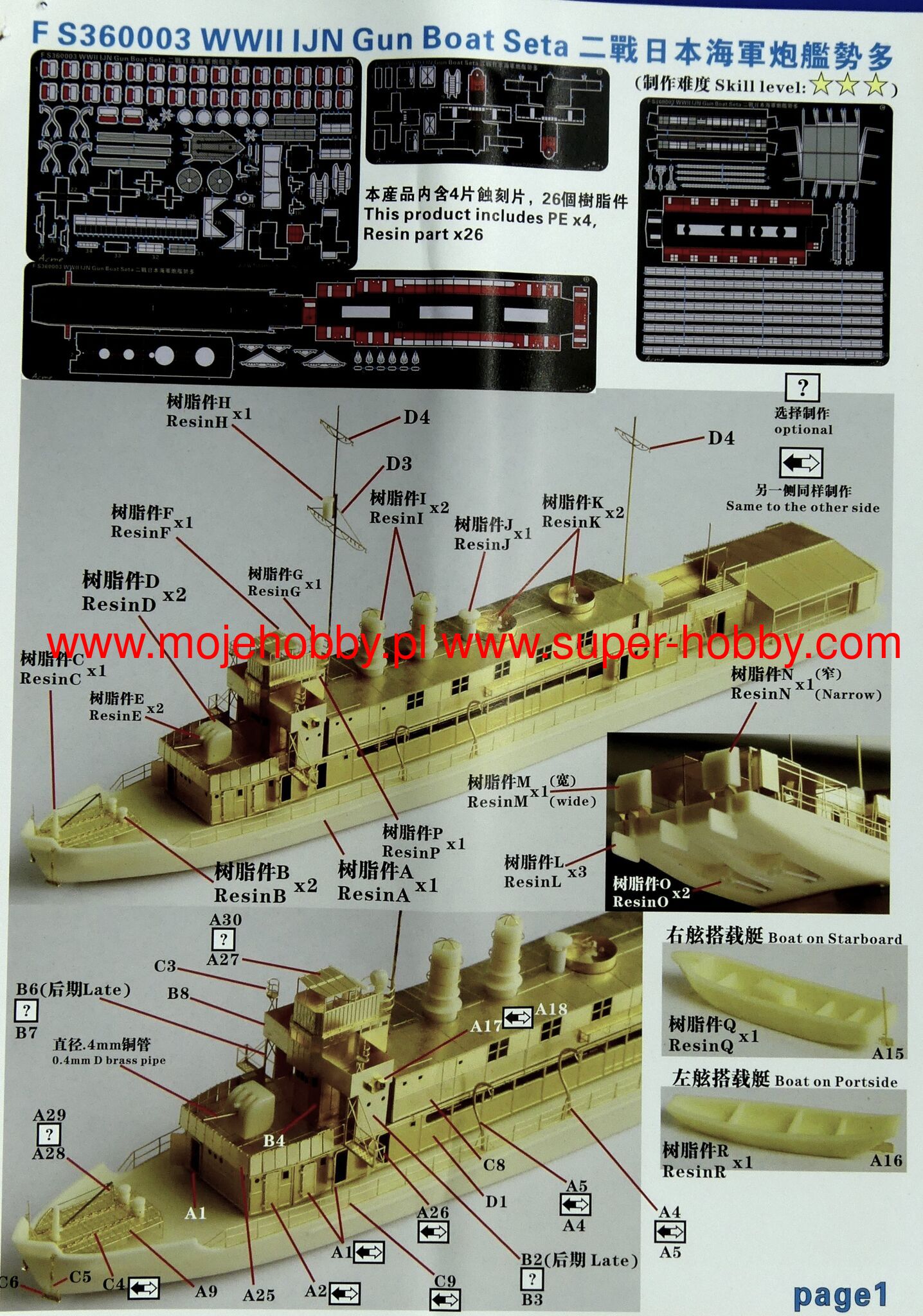 IJN WWII Seta Gun Boat Five Star Model -360003