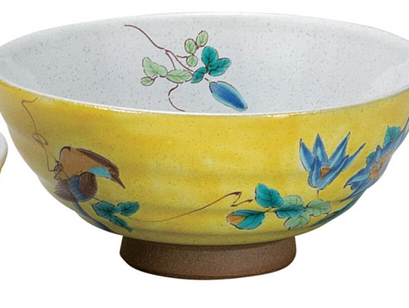 日本の伝統工芸品【九谷焼】 5客飯碗 吉田屋花鳥絵変り (K9-580) (