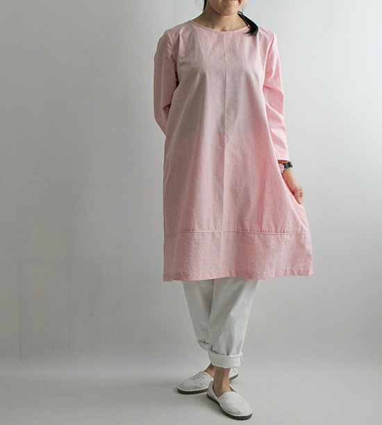 実物大型紙【No.127】衿ぐりパイピングの裾切替えチュニック(SML・2L