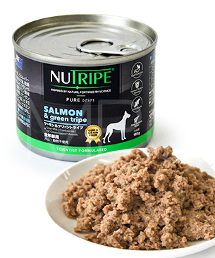 ニュートライプ DOG ピュア サーモン&グリーントライプ缶 185g