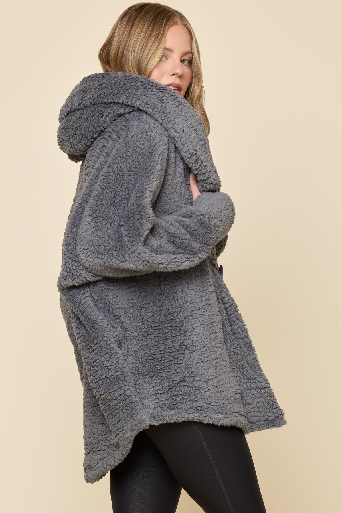 Faux Sherpa Cocoon Coat - Cool Grey – POPFLEX®