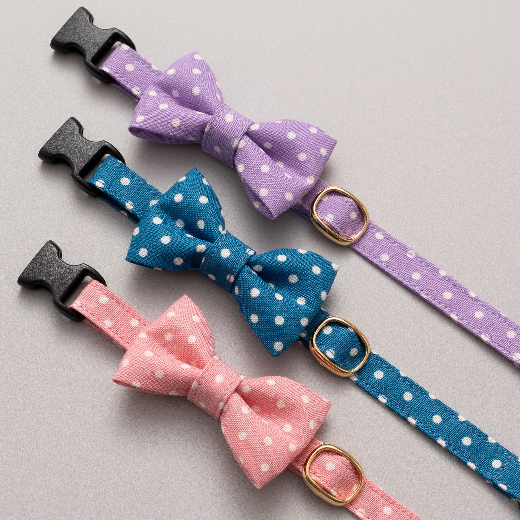 リボン付き猫首輪 ドット ベビーピンク｜ぽぽねこ公式オンラインショップ