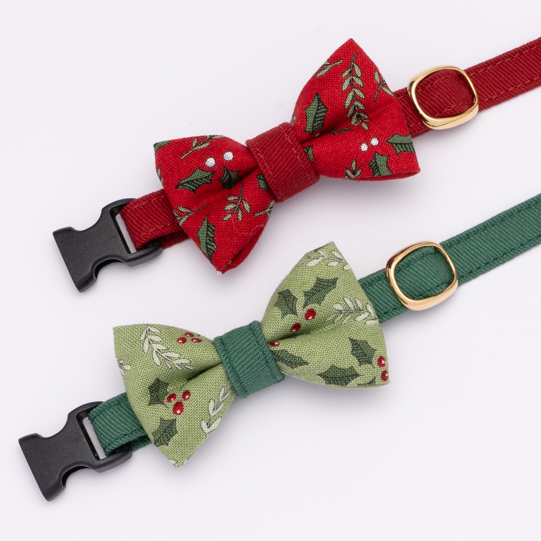 リボン付き猫首輪 クリスマス ホーリー レッド｜ぽぽねこ公式