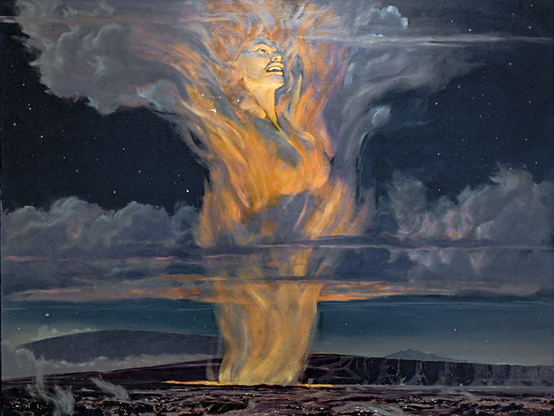 ハワイ 山の女神 ペレ ポスター 額縁付き ハワイ山の女神ペレポスター