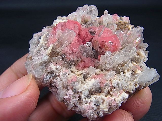 ロードクロサイト(インカローズ)蛍石水晶パイライト鉱物標本USA産