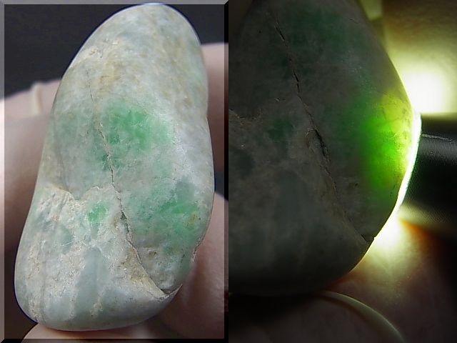 糸魚川青海川金山谷産グリーンひすい原石 37.8g - パーフェクト