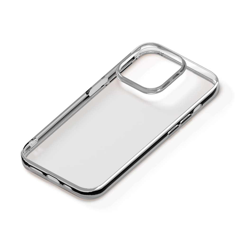 iPhone 14 Pro用 メタリックフレーム クリアケース [シルバー]｜株式