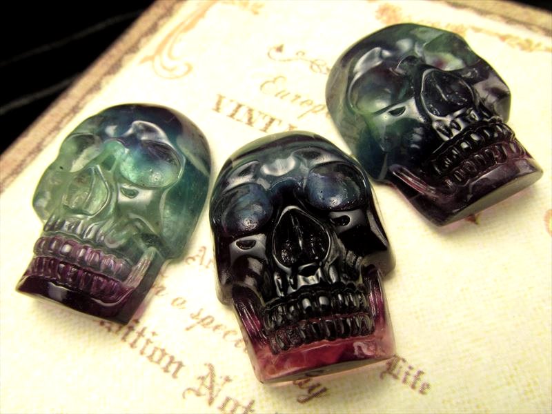 グリーンフローライト スカル モチーフ グリーン フローライト スカル