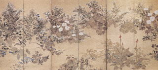 紙本著色四季草花図六曲屏風・紙本著色花鳥図 伝元信筆 | 石川県