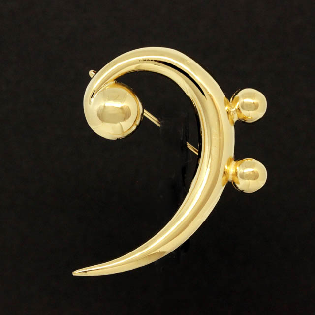 SV925 シルバー ブローチ 《ヘ音記号》 k24メッキ仕上 音楽雑貨