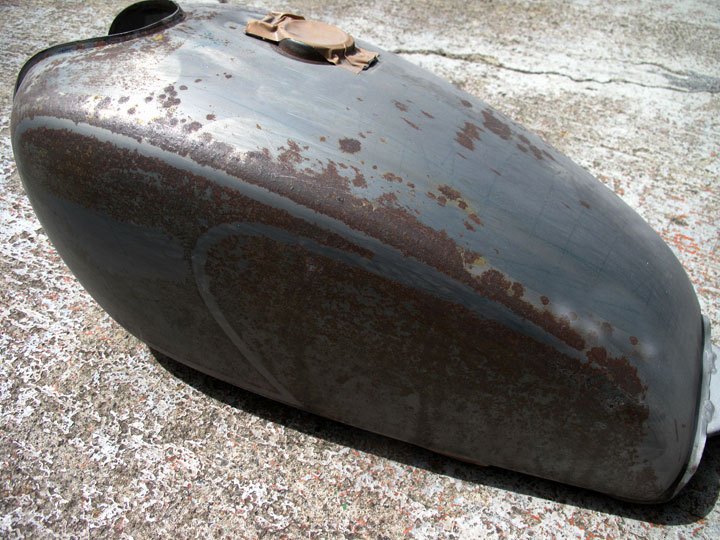 sr400純正タンク塗装剥離 黒サビエイジング 黒染め 節約 sr400純正