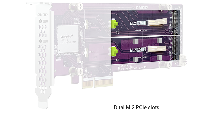 QM2-2P-344A | Add two M.2 NVMe SSDs to your NAS with a PCIe 3.0