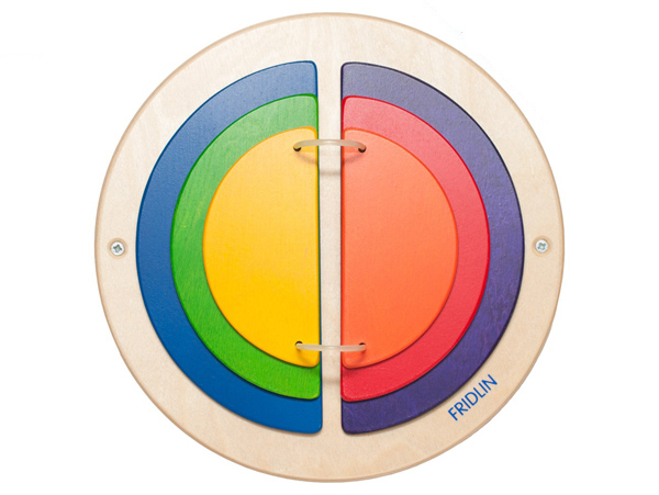 木のおもちゃ カルテット / 壁掛けおもちゃ 円盤丸板遊び|フリードリン