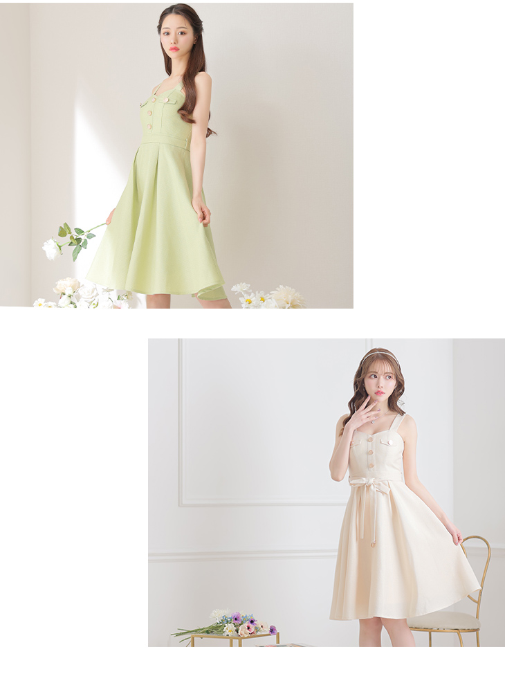 Lサイズあり】サマーツイードフレアキャバドレス【ベルト付き】(DE3125)