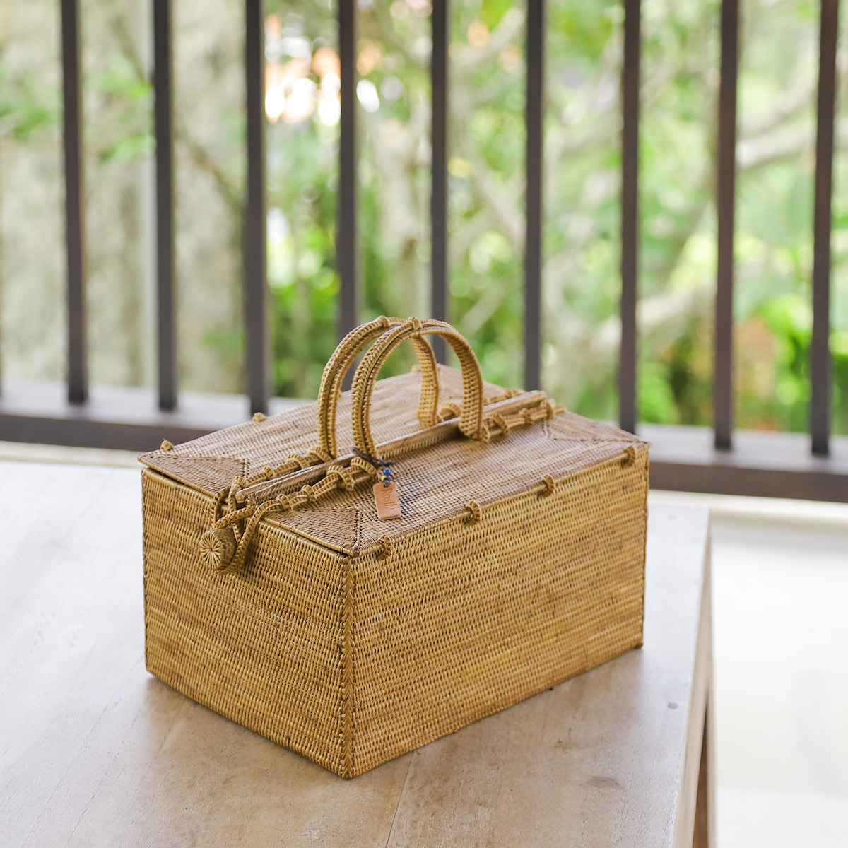 茶道具 提籃籠 二階 収納する 工芸品 竹細工 手作り 茶道具☆収納する