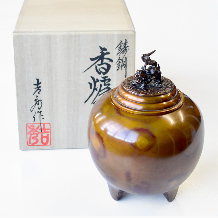 楽天市場】【お買い得品】【香炉】「本焼朱銅色 夏目型」高岡銅器［能