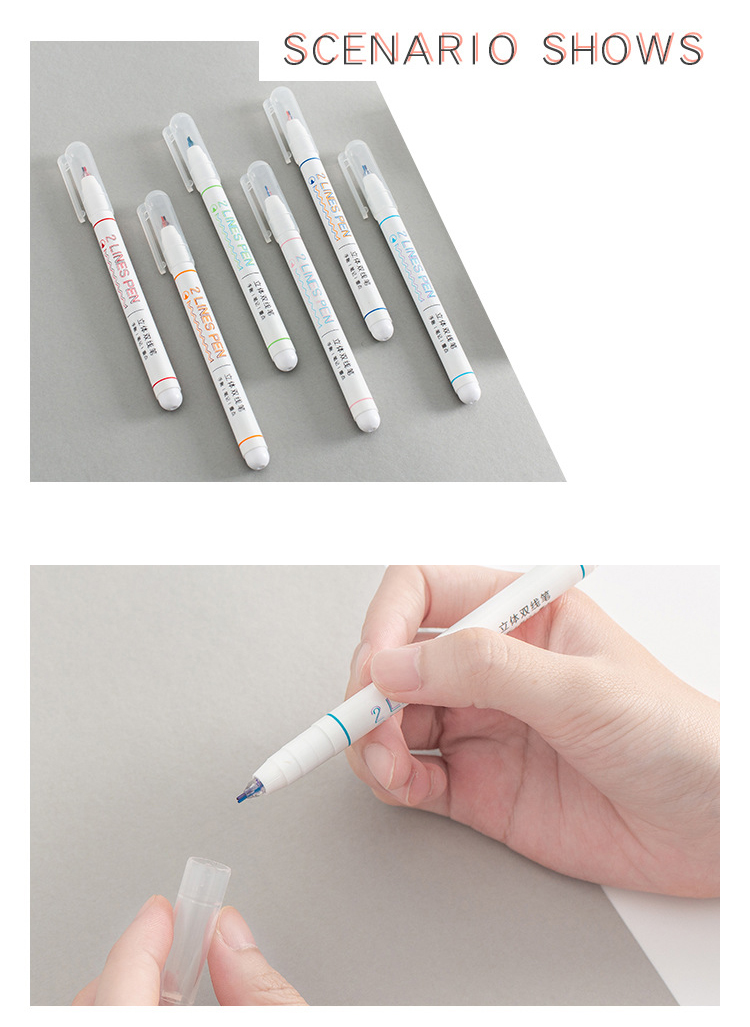 楽天市場】送料無料 ＼＼2LINES PEN 6本セット 2色ペン 二重線 立体