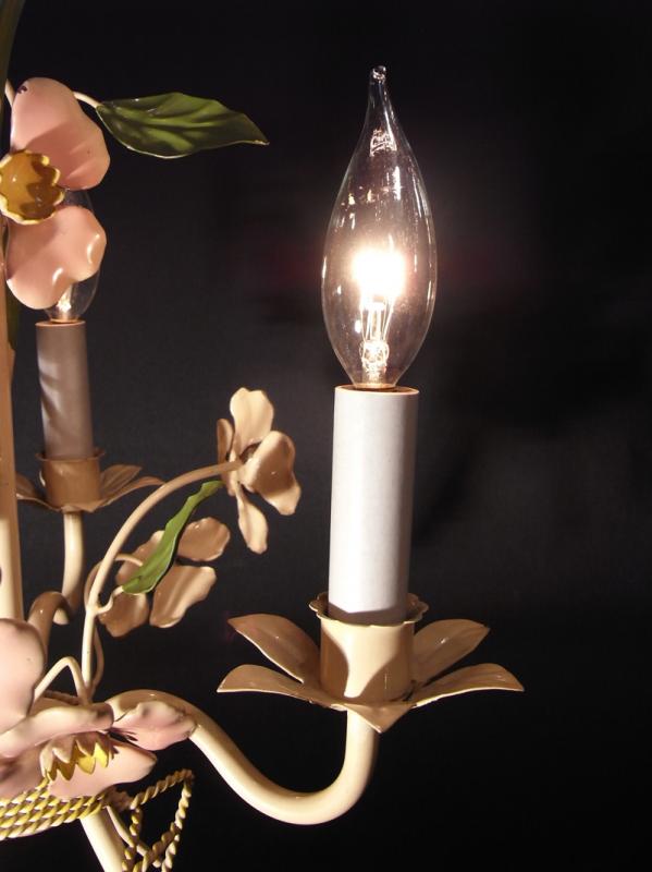 リビング照明、フランス製フラワーシャンデリア、花付きシャンデリア