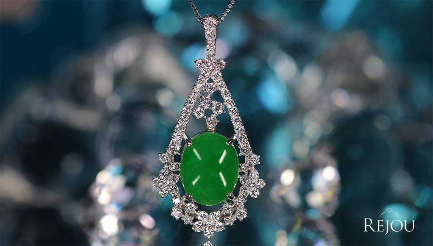 翡翠（ヒスイ） 5.4ct ダイヤモンド 0.9ct プラチナ ネックレス【品質