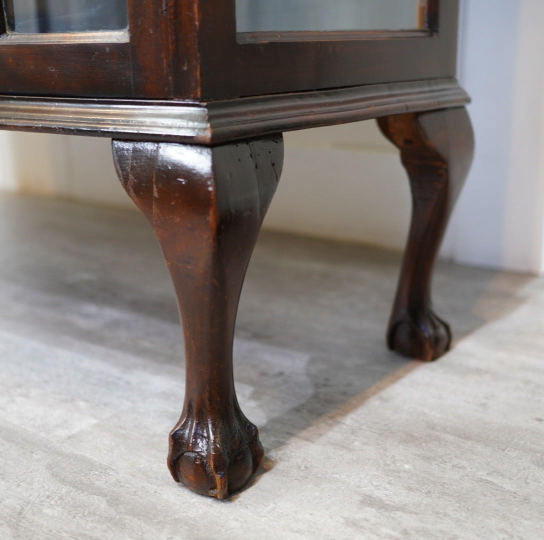 英国 アンティーク ガラス ショーケース 飾り棚 キャビネット 中古