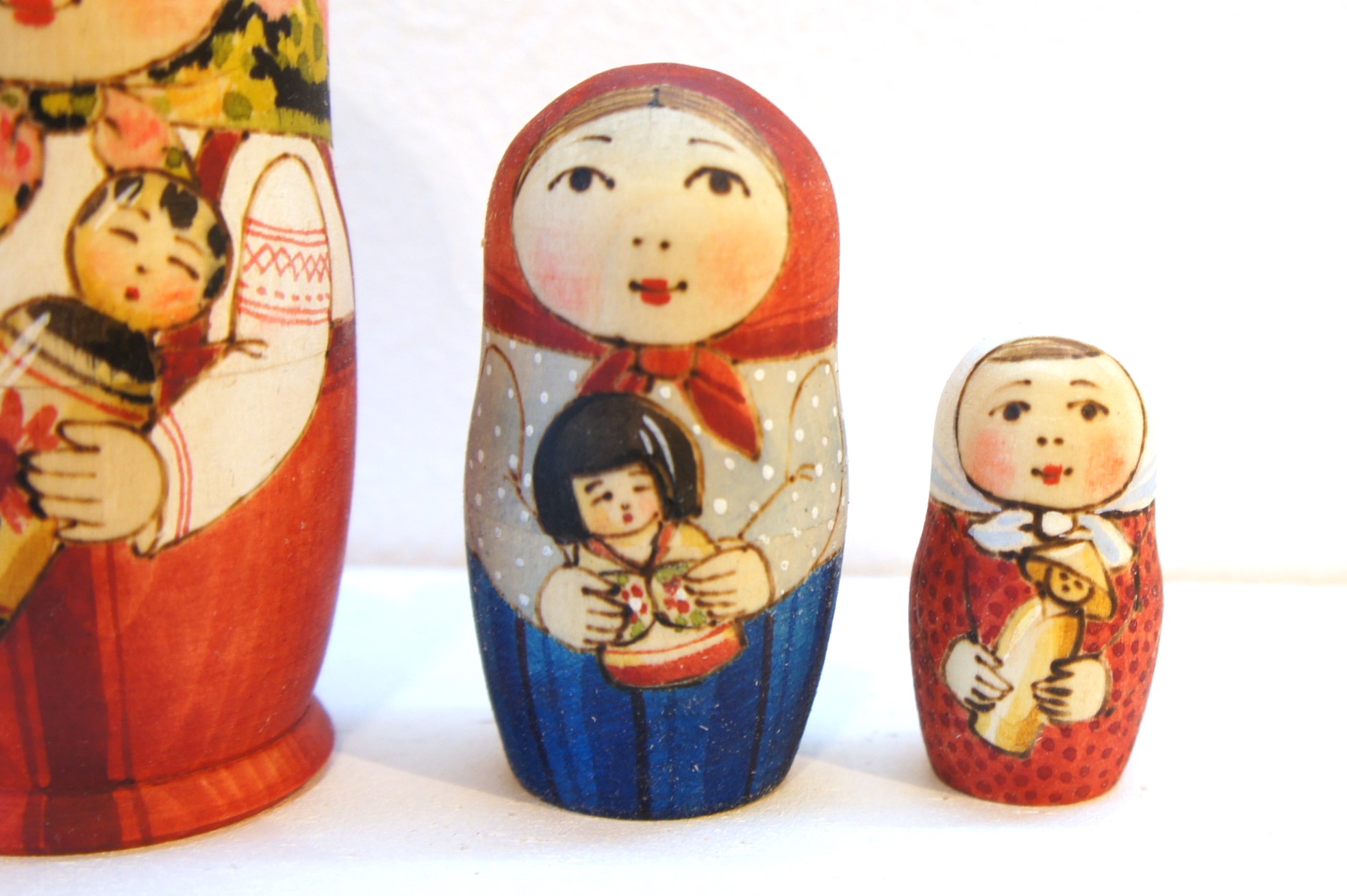 作家さん bousさん ハンドメイド こけし マトリョシカ ストラップ6点