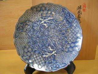 清水焼 壱楽窯 祥瑞花鳥大皿