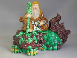 九谷焼 糠川（はせがわ）清章 獅子寿老人香炉