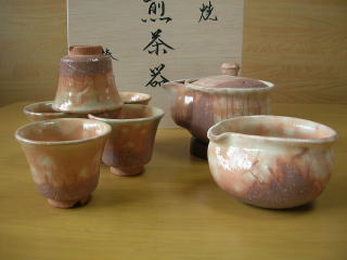 萩焼 彩土煎茶器 椿秀窯