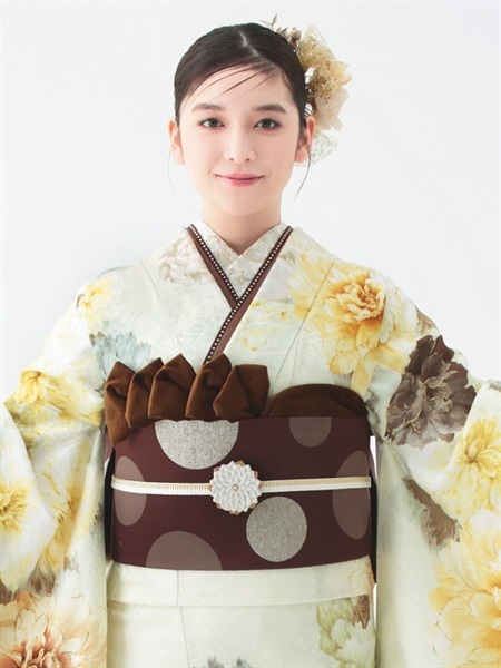 正絹振袖レンタルセット 銘仙花(イエロー)【和風館ICHI】