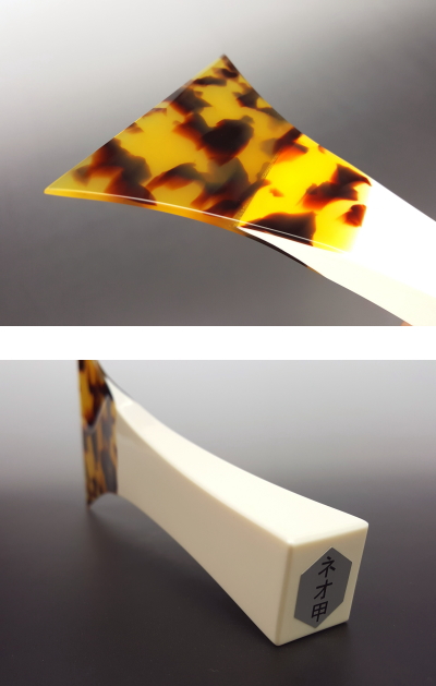 美品】津軽三味線 撥 極上 鼈甲 一枚甲 海宝堂製 才尻鼈甲装飾 べっ甲