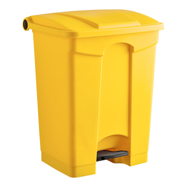 Lavex 72 Qt. / 18 Gallon Yellow Rectangular Step-On Trash Can