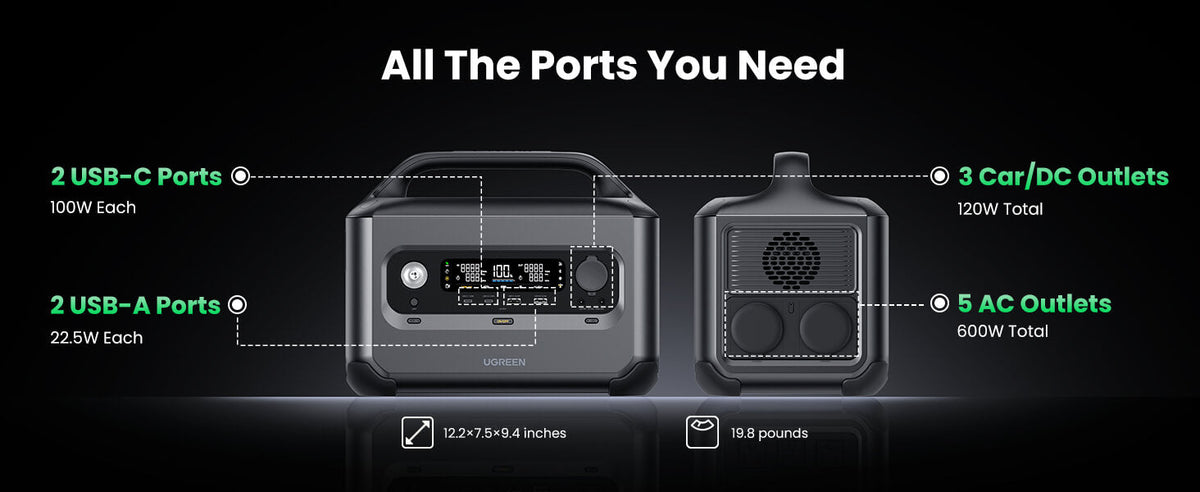 UGreen PowerRoam Portable Power Station 600W/680Wh | Wellbots