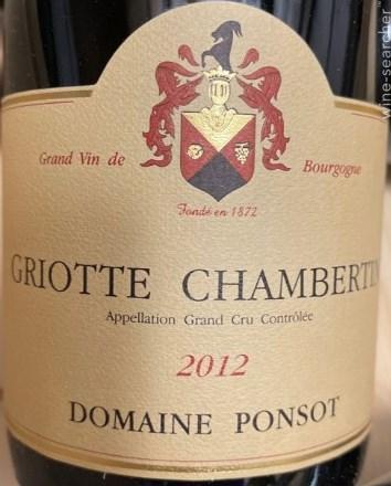 2012 Domaine Ponsot Griotte-Chambertin Grand Cru, Cote de Nuits