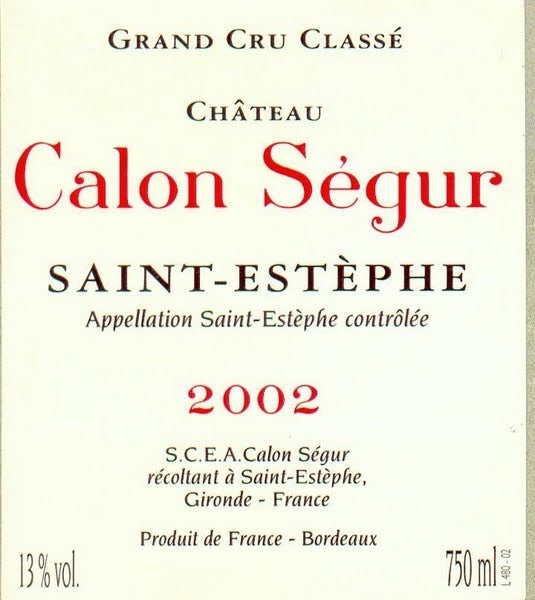2002 Chateau Calon-Segur, Saint-Estephe, France | prices, reviews