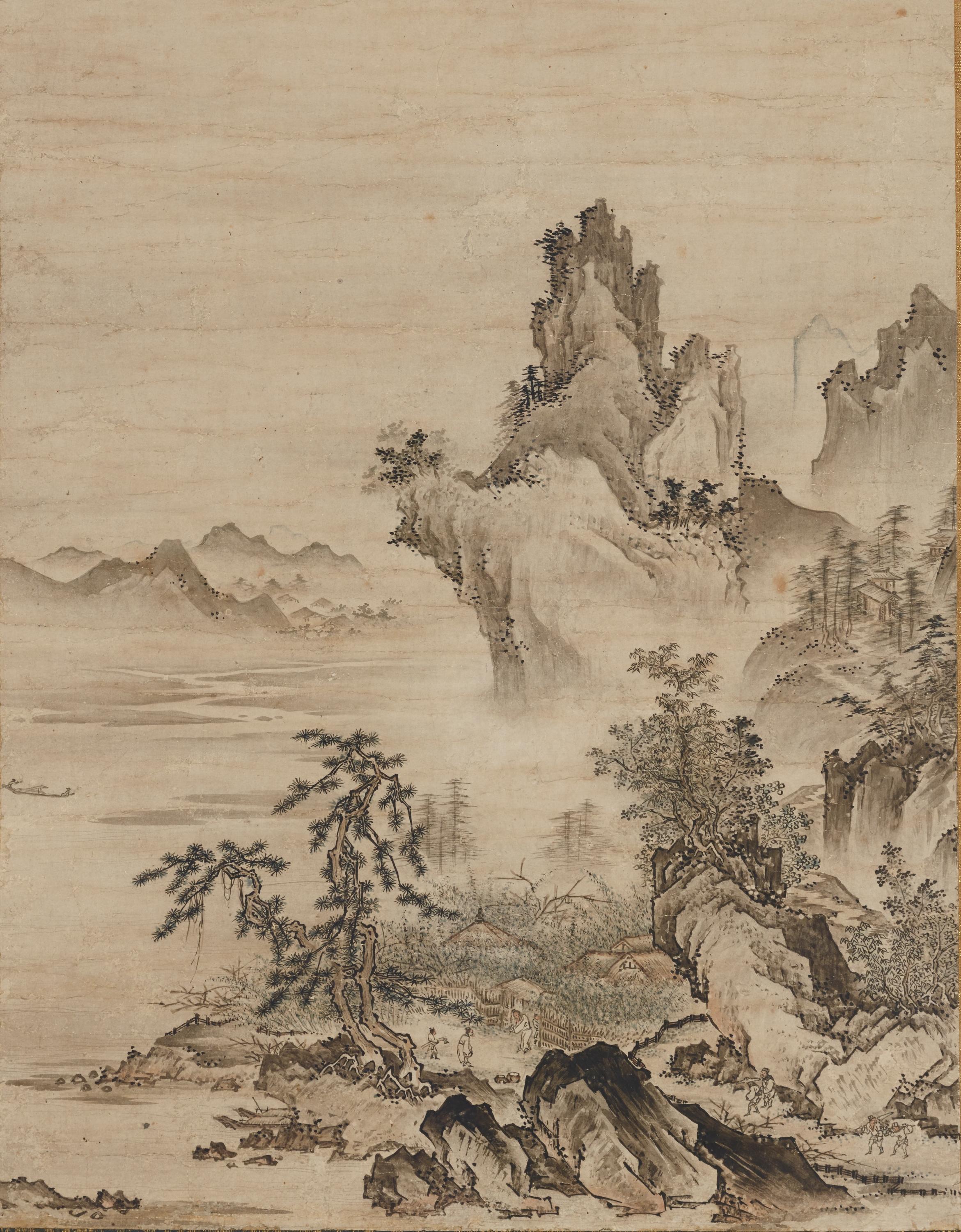 中国絵画 清国 名家 表江 「阿房宮」 山水絵 国画 巻物 巻き絵 【公式