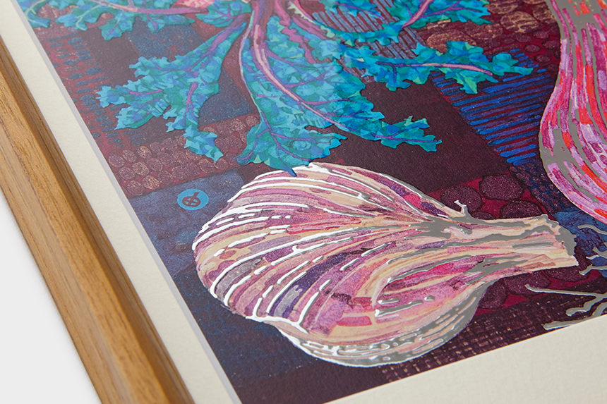 絵画 flk040106 Yuko Kurihara 「根と菜」 A4 アートポスター CW