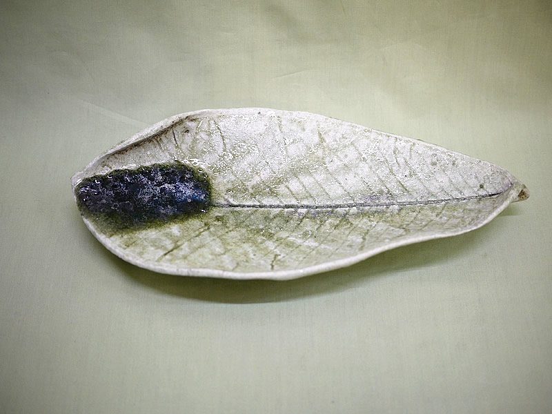 辻村唯自然釉朴葉皿大1枚