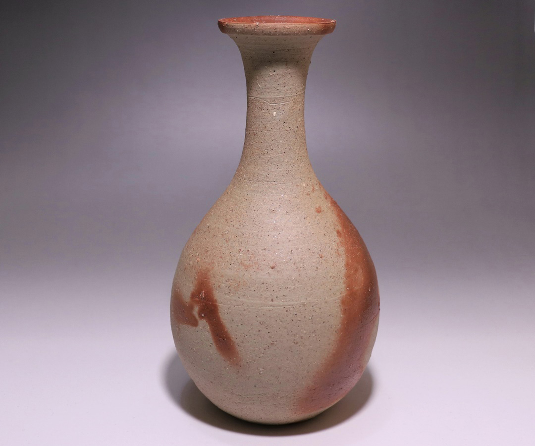 人間国宝伊勢崎淳 備前徳利花生 共箱入