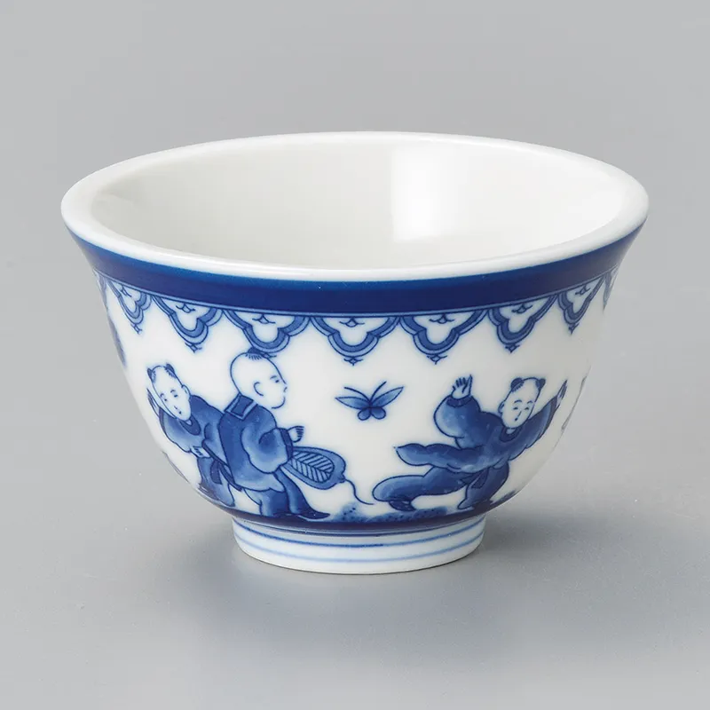 蓋物□中国 青磁 染付 唐子 大清滋正年製 印判 蓋茶碗 漆器台付 時代物