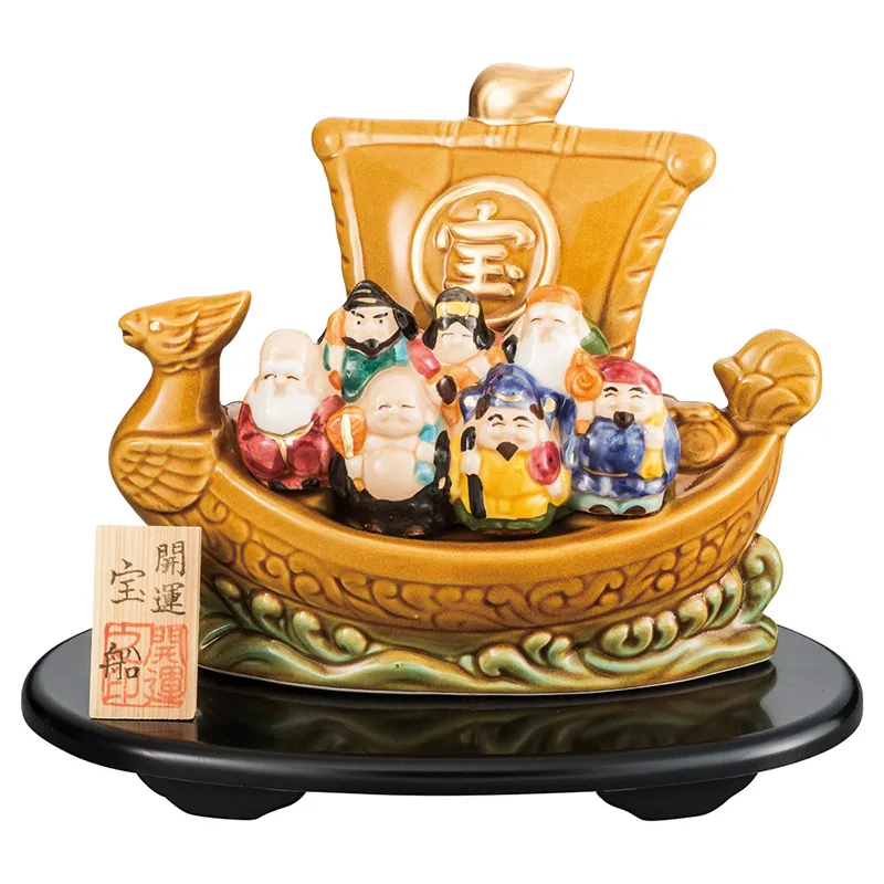 七福神開運宝船（茶）塗板付(雑貨・インテリア・神仏具,インテリア