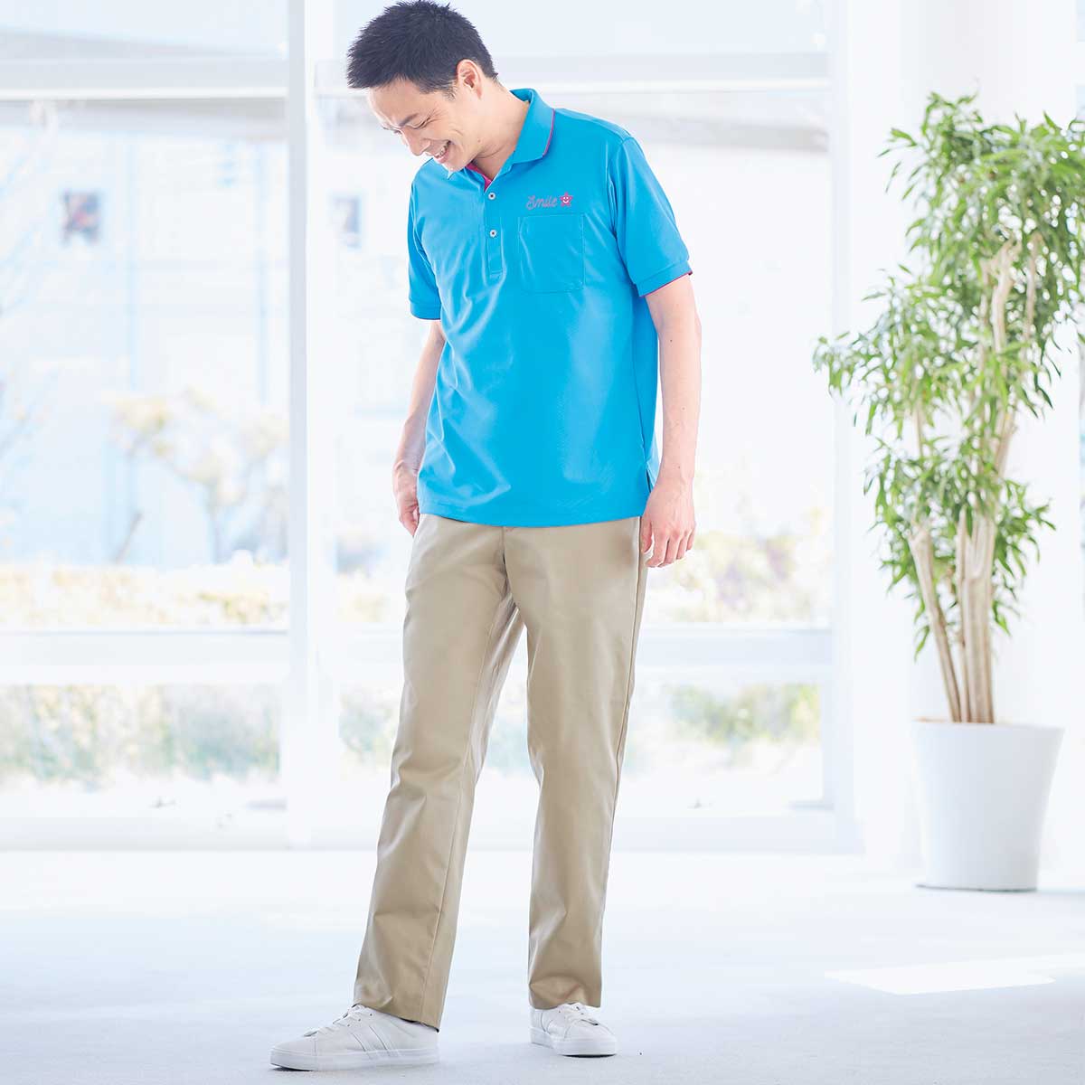 品番： CR570 】 メンズ チノパンツ 介護士 ウエスト両脇ゴム 股下