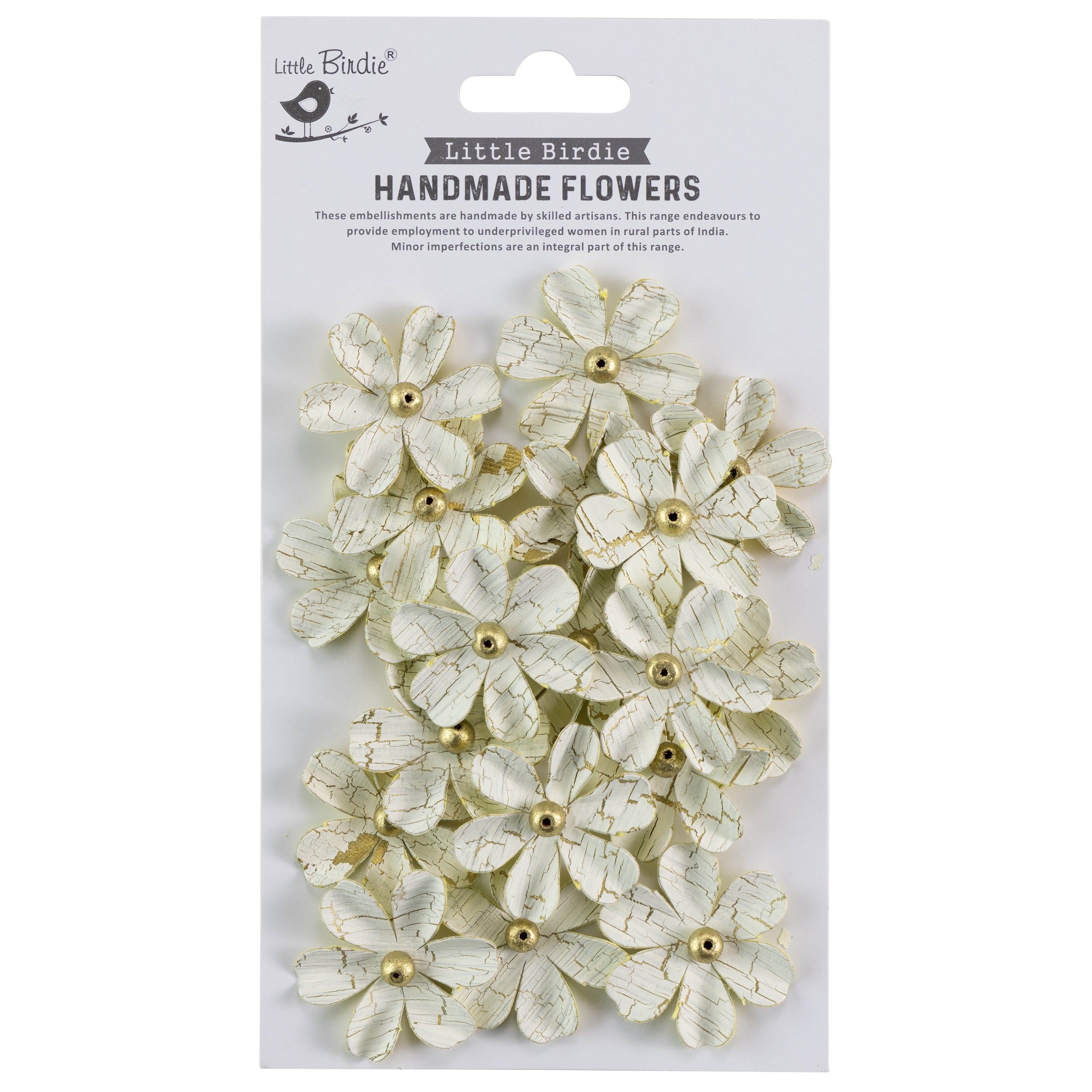 Zoey Washed Paper Flowers with Gold Crackle Finish from Little