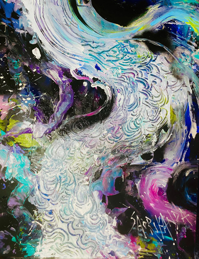 元永定正 半立体作品「だんぼうるのなかはおれんじみっつ」1987 元永定