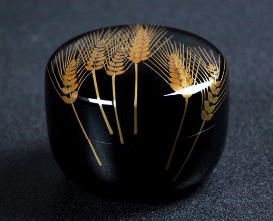 時代 輪島塗 木製 黒塗 棗 蜻蛉 蝶金蒔絵 勝虫 茶道具 漆器 漆芸 時代