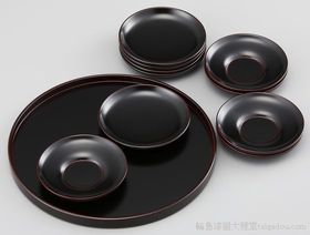 茶托5・銘々皿5とお盆1のセット 溜塗 1組 235,400円（税込） | 輪島塗