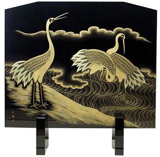 2230 輪島塗松鶴金蒔絵銚子2客