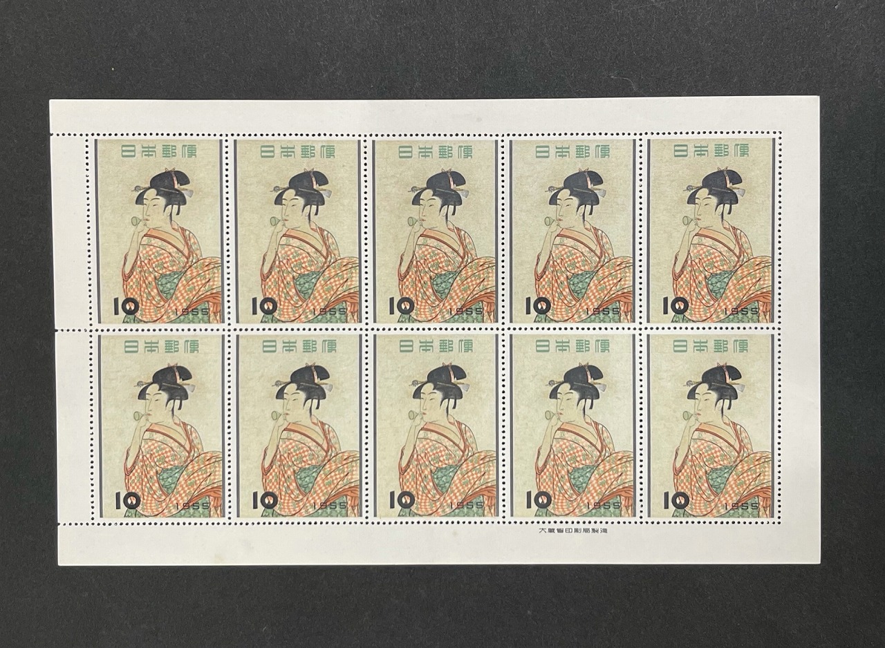 趣味週間の記念 見返り美人/小型シート1枚銭単位 趣味週間の記念