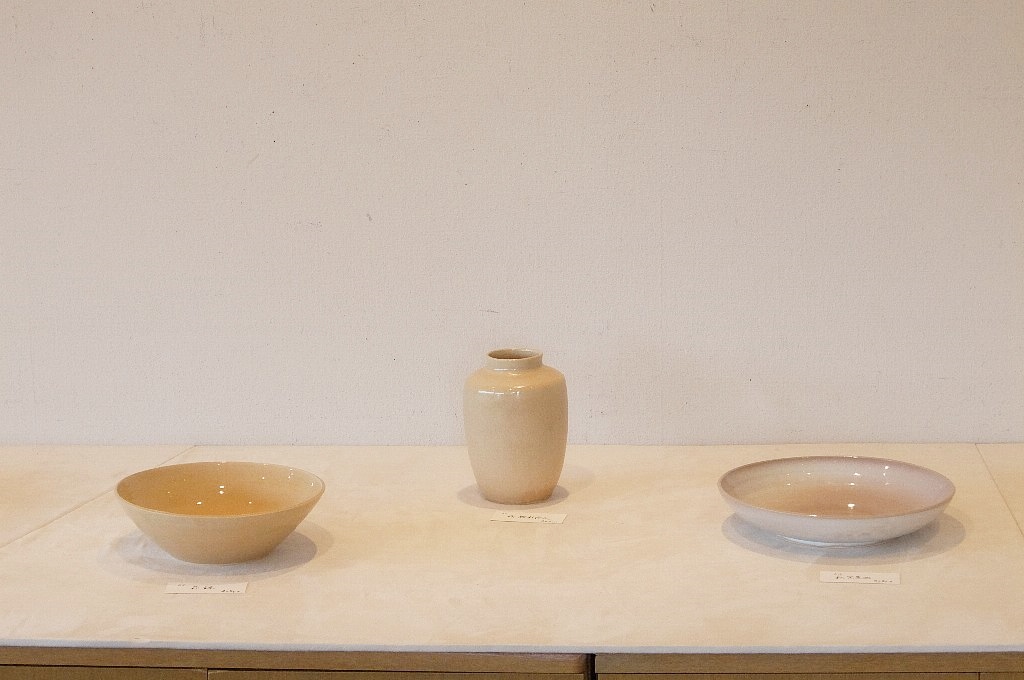 萩焼 新庄貞嗣 萩白釉台皿 長期保管品 個展カタログ付き 萩