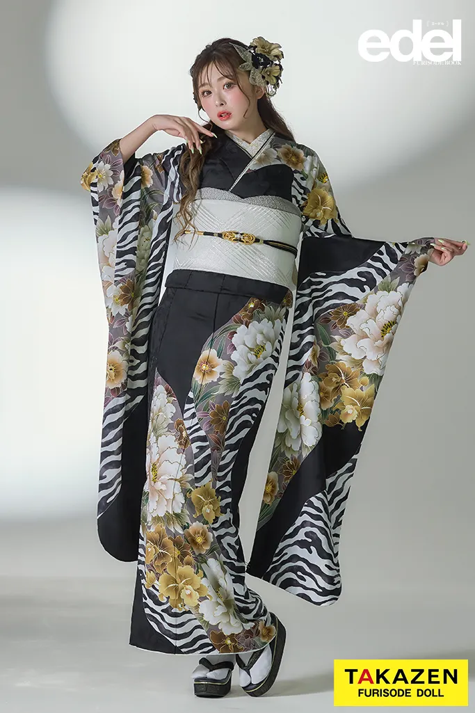 モード系 黒 ゼブラ柄/牡丹柄 和洋折衷 かっこいい 人と被らない ゆう