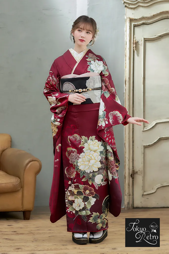 振袖フルセット 正絹 重ね衿付き 成人式 結婚式 訪問着 花柄刺繍